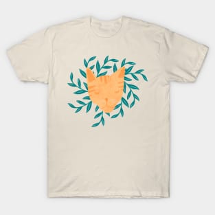 Adorable Orange Cats with Green Leaves Pattern for Cat Lovers and Nature Enthusiasts! T-Shirt